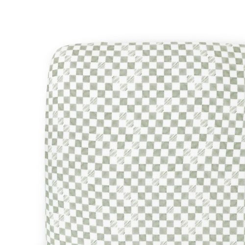 Little Unicorn Organic Cotton Muslin Fitted Crib Sheet - Green Checker