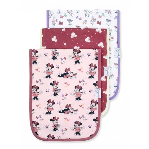 Copper Pearl Premium Baby Burp Cloths - 3-Pack Large Cotton Burp Cloths, Extra Soft Spit Up Rags with 3 Absorbent Layers, Perfect for Baby Boy and Baby Girl Gifts (21" x 10" Size, Minnie Mouse Set)