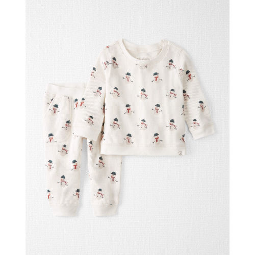 Baby 2-Piece Organic Cotton Waffle Knit Set in Snowman Print - Little Planet | Carter's