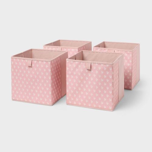 11''x10.5'' Dual 4pk Fabric Decorative Storage Bin Pink/Floral - Brightroom™