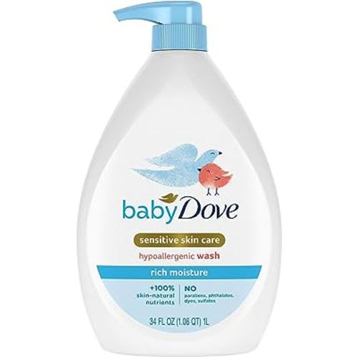 Baby Dove Sensitive Skin Care Baby Wash Rich Moisture For Baby Bath Time Tear-Free and Hypoallergenic 34 oz