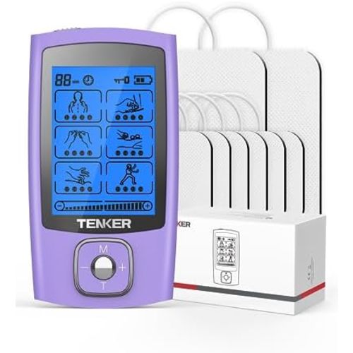 24 Modes TENS Unit Muscle Stimulator for Pain Relief, Rechargeable TENS Machine, Drug-Free Pain Relief for Shoulder, Back, Sciatica, Muscle, Physical Therapy, 8pcs 2" and 2"x4" Electrode Pads