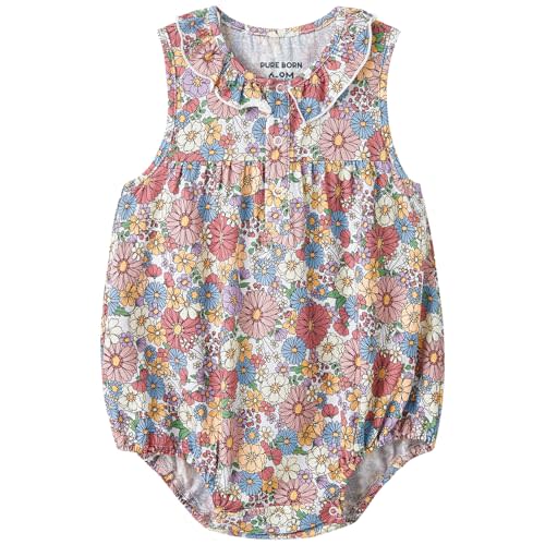 pureborn Baby Girls Boys Bodysuit One-Piece Romper 0-24 Months | OEKO-TEX Certified, Cotton, Viscose from Bamboo, Snap Closure, Embroidered Ready, Long & Short Sleeve, Machine Wash