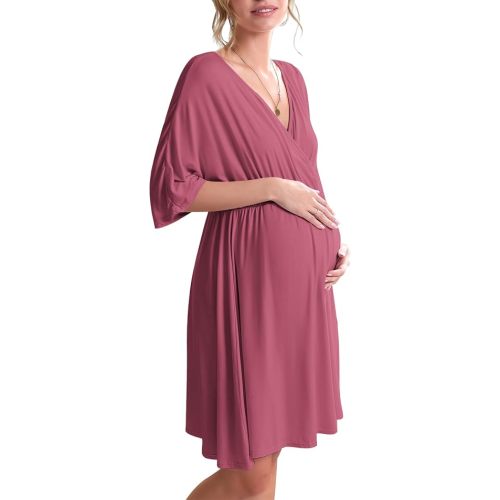 Ekouaer 3 in 1 Labor/Delivery/Hospital Gown Maternity Nursing Nightgown
