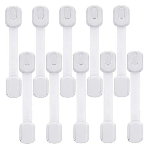 Tolobeve Baby Safety Locks for Cabinets - (10 Pack) Adjustable Locks Strap for Latching to Drawer Door Fridge Oven Toilet Seat