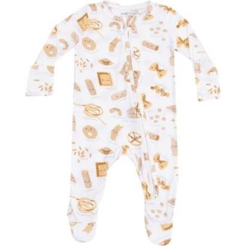 Cute Pasta 2 Way Zipper Footie, White - Angel Dear Sleepwear | Maisonette