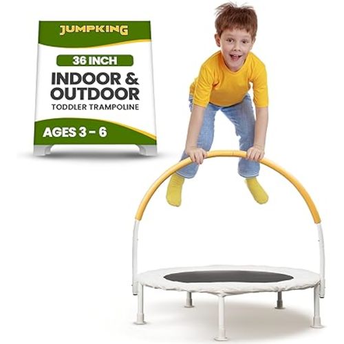 Jumpking 36 inch Indoor and Outdoor Toddler Trampoline with Bungie Cords, Powder Coated Rust Resistant, Perfect for Families with Young Children