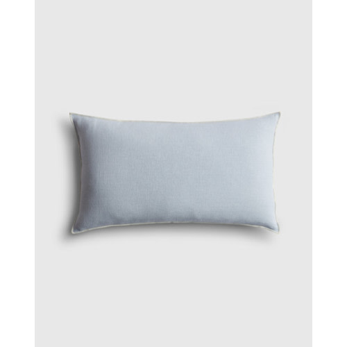 Contrast European Linen Flange Edge Pillow Cover in Mist/Ivory