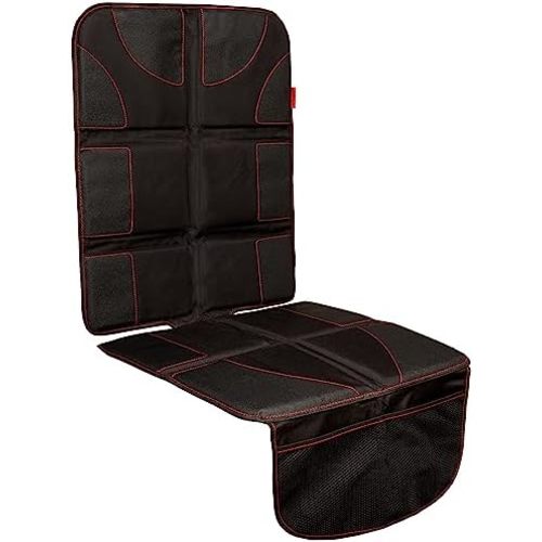 Lusso Gear Car Seat Protector - Waterproof Seat Covers for Infant & Cars - Non-Slip 8-Layer Protector - Rear Shield with Mesh Pockets - Black with Red Stitching, Universal Fit