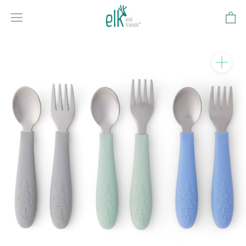 Babies/Toddler Stainless Steel Spoons + Forks with Silicone Handle