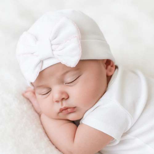 Essentials Solid Bow Hat - White Pink – Magnolia Baby
