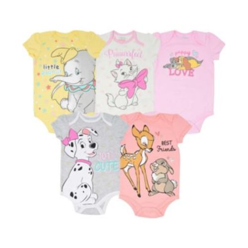 Baby Girls 101 Dalmatians Dumbo Lady and the Tramp 5 Pack Bodysuits