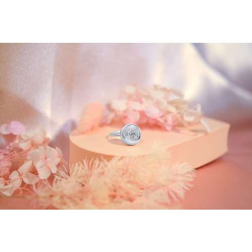 925 Sterling Silver Monogram Round Locket Ring, Keepsake Ring, Silver Ring