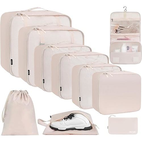 BAGAIL 6 Set/8 Set/10 Set Packing Cubes Various Sizes Packing Organizer for Travel Accessories Luggage Carry On Suitcase