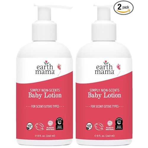 Earth Mama - Non-Scents Baby Lotion for Dry Skin - 8 Fl oz (2 Pk)