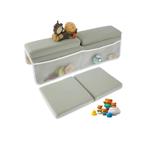 Baby Bath Kneeler and Elbow Rest Pad Set, 1.5'' Comfortable Thicker Quickly Dry Baby Bath Kneeler Pads, Comfortable Non-Slip Kneeling Mat Cushion with Toy Organizer Storage Pockets