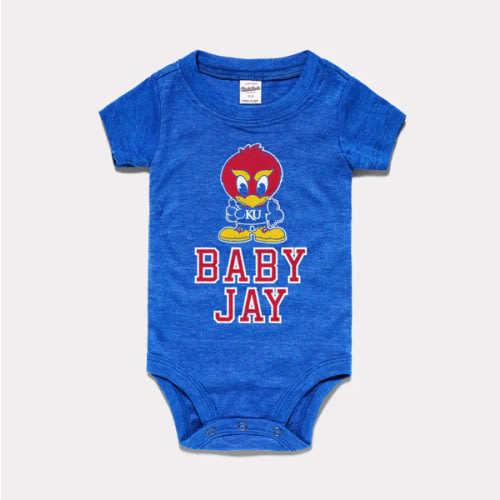Baby Jay Vintage Kansas Jayhawks Blue Onesie | CHARLIE HUSTLE