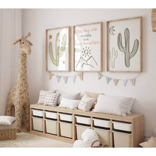 Desert Nursery Wall Prints, For Tomorrow You Will Move Mountains, Cactus Crib Bedding, Baby Boy Shower Gifts, Western Kids Bedroom Decor