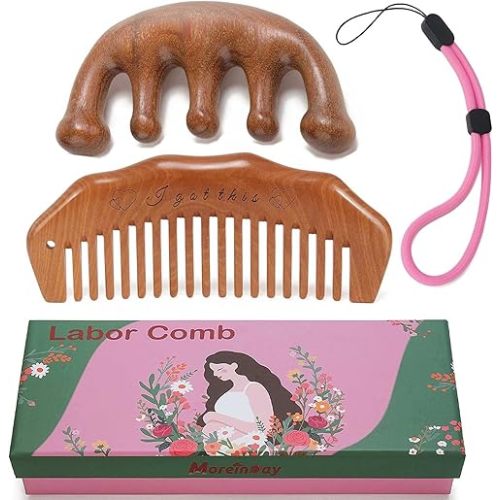 Labor Comb and Massager, Birth Comb for Labor Pain with Wrist Strap, Gift for Expecting Mom