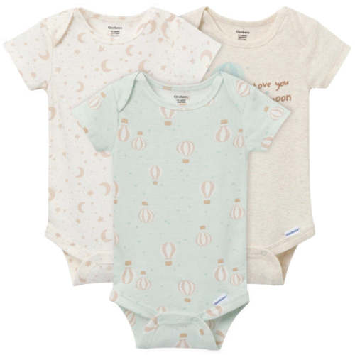 3-Pack Baby Neutral Hot Air Balloon Short Sleeve Onesies® Bodysuits