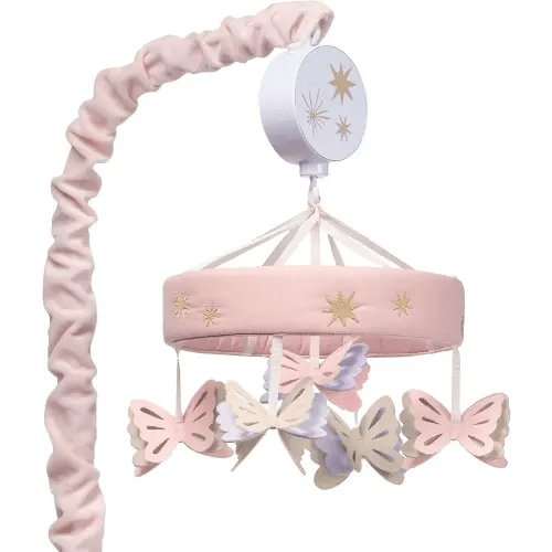 Lambs & Ivy Butterfly Dreams Pink/Purple Musical Baby Crib Mobile Soother Toy