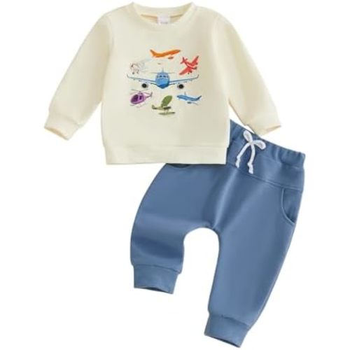 Bonangber Toddler Baby Boy Fall Winter Clothes Crewneck Sweatshirt Long Sleeve Shirts and Pants Cute Outfits