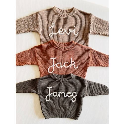 PERSONALIZED EMBROIDERED SWEATER  Custom Baby Name Sweater  - Etsy