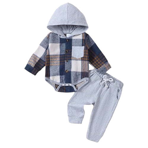 Ulanda Baby Boy Clothes Boy Outfits Baby Hoodie Romper Fall Winter 0 3 6 9 12 18 Months Baby Clothes for Boy (Grey, 1-3 Months)