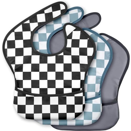 3-Pack Waterproof Baby Bibs for Eating - Mess Proof Lightweight Toddler Feeding Bibs with Large Food Catcher