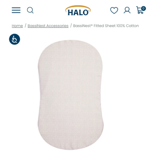 HALO - BassiNest Fitted Sheet 100% Cotton | Herringbone - cream ,