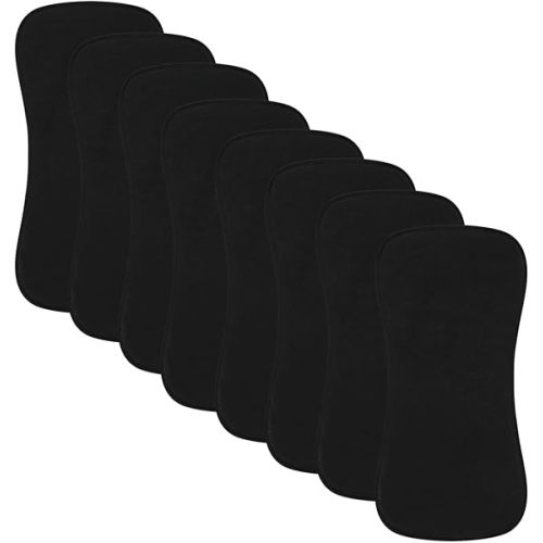8 Pack Baby Burp Cloths, Unisex for Boys and Girls, Super Absorbent and Soft Towel,Solid Color (Black)