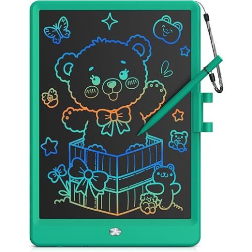 Bravokids 10 Inch LCD Writing Tablet for 3-8 Year Olds - Electronic Drawing Pad and Doodle Board as Educational Birthday Gifts for Girls and Boys (Dark Green)
