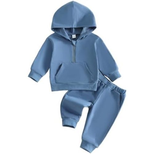 Kuriozud Toddler Baby Boy Clothes Zipper Hooded Sweatshirt Jogger Pants Set