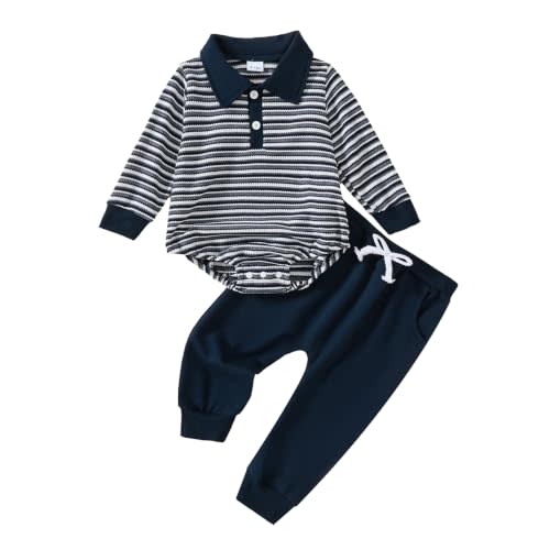 Baby Boy Clothes Polo Romper+Casual Pants Newborn Fall Outfits 0-18 Months