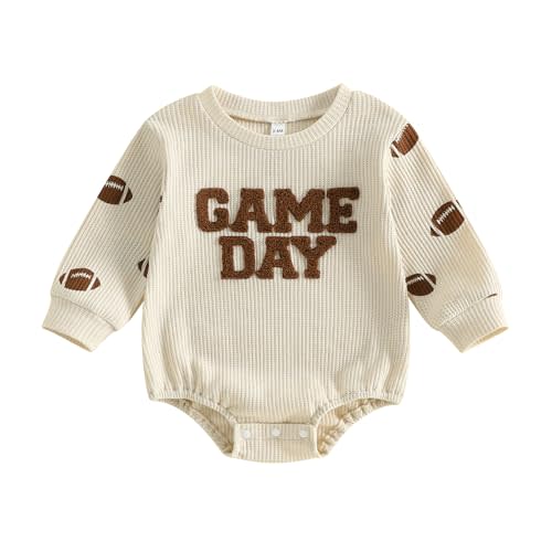 FYBITBO Infant Baby Boy Girl Clothing Fall Long Sleeve Sweatshirt Romper Bodysuit Game Day Football Outfit Cute Clothes