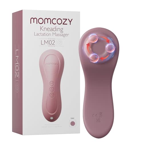Momcozy Rolling Lactation Massager with Heat, 3-in-1 Design, Cozy Red | Real-Like Massage, Relieve Clogged Ducts, Improve Milk Flow, Warming Function, Breastfeeding Essentials, Postpartum Care