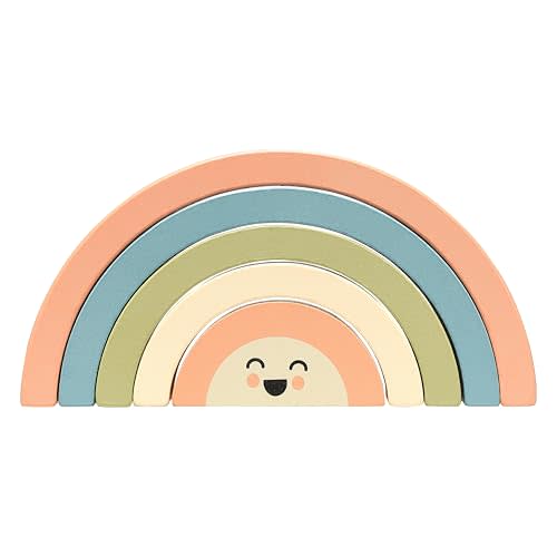 Pearhead Wooden Arch Rainbow Stacking Toy, Baby and Toddler Montessori Toy Ages 1+ Years, Interactive Sorting and Stackable Learning Toy, Wooden Play Toy Set, Baby for Boys and Girls