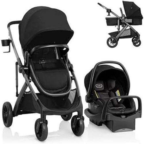 Evenflo Pivot Suite Travel System with LiteMax Infant Car Seat with Anti-Rebound Bar Dunloe Black