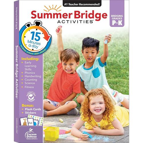 Summer Bridge Activities Preschool to Kindergarten Workbooks, PreK & K Toddler Activity Book With Phonics, Math, Science, Handwriting Practice, Early Learning Skills, and Flash Cards (Volume 1)