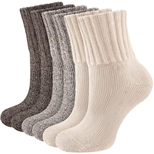 Thermal Socks for Women, 3 Pairs Warm Thick Full Cushioned Knit Winter Crew Wool Boot Socks, Cozy Gift