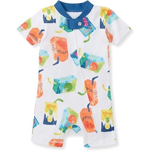 Burt's Bees Baby Short Sleeve Pajamas, One-piece Sleeper Romper Pjs, Snug Fit for Infants 3 to 24 Months