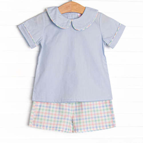 Paradise Plaid Short Set, Blue – Stitchy Fish