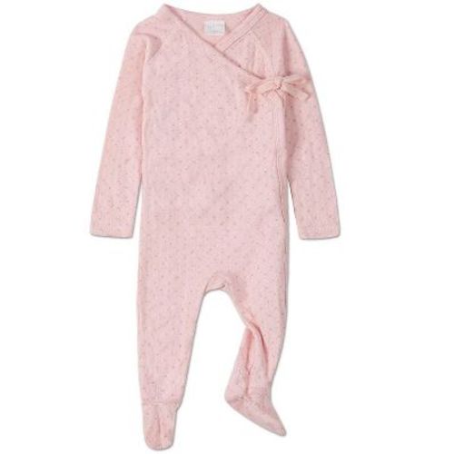MiniMoi Baby and Toddler Girls "Little Hearts" Pointelle Rayon from Bamboo Blend Footie