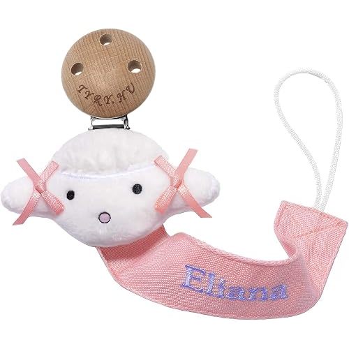 TYRY.HU Personalized Pacifier Clip with Name,Soft Ribbon,Fit Most Pacifier
