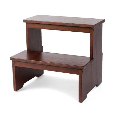 StrongTek Bamboo Two Step Stool for Adults and Kids, Bed Stepstool with Anti-Slip Bottom, Heavy Duty for Kitchen, Bathroom, Bedside Step Stool, Wooden Step Stairs 350 lbs Capacity (Dark Chocolate)