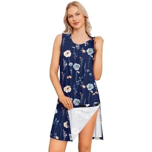 Deyeek Women's Post Shoulder Surgery Dress Tear Away Sleeveless Dress Side Full Open Chemo Port Adaptive Nightgown