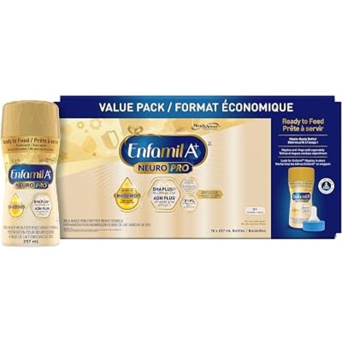 Enfamil A+ NeuroPro, Baby Formula, Ready to Feed, Nipple Ready Bottles, with Brain Building DHA and 2'FL for Immune Support, 0+ Months, 18 x 237mL
