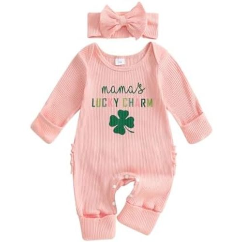 My First St Patricks Day Baby Girl Boy Outfit Mamas Lucky Charm Romper Jumpsuit Spring Newborn Infant Clothes