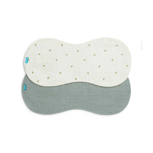 Burp Cloth 2 Pack Muslin Cream Bees