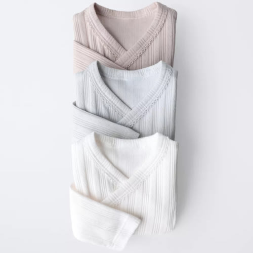 THREE-PACK OF LONG SLEEVE KIMONO COLLAR BODYSUITS - Multicolored | ZARA United States